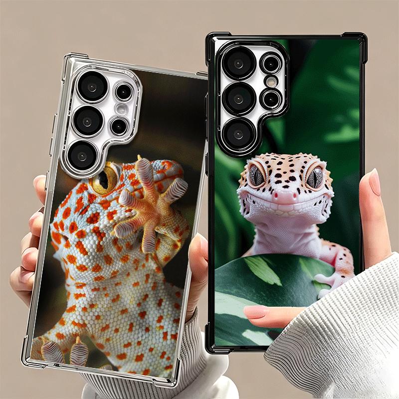 Lizards Geckos Cute Pet Plating Phone Case For Samsung Galaxy S24 S25 FE S26 Edge S23 Ultra S22 S21 Plus S20 Anti-Fall Airabag C