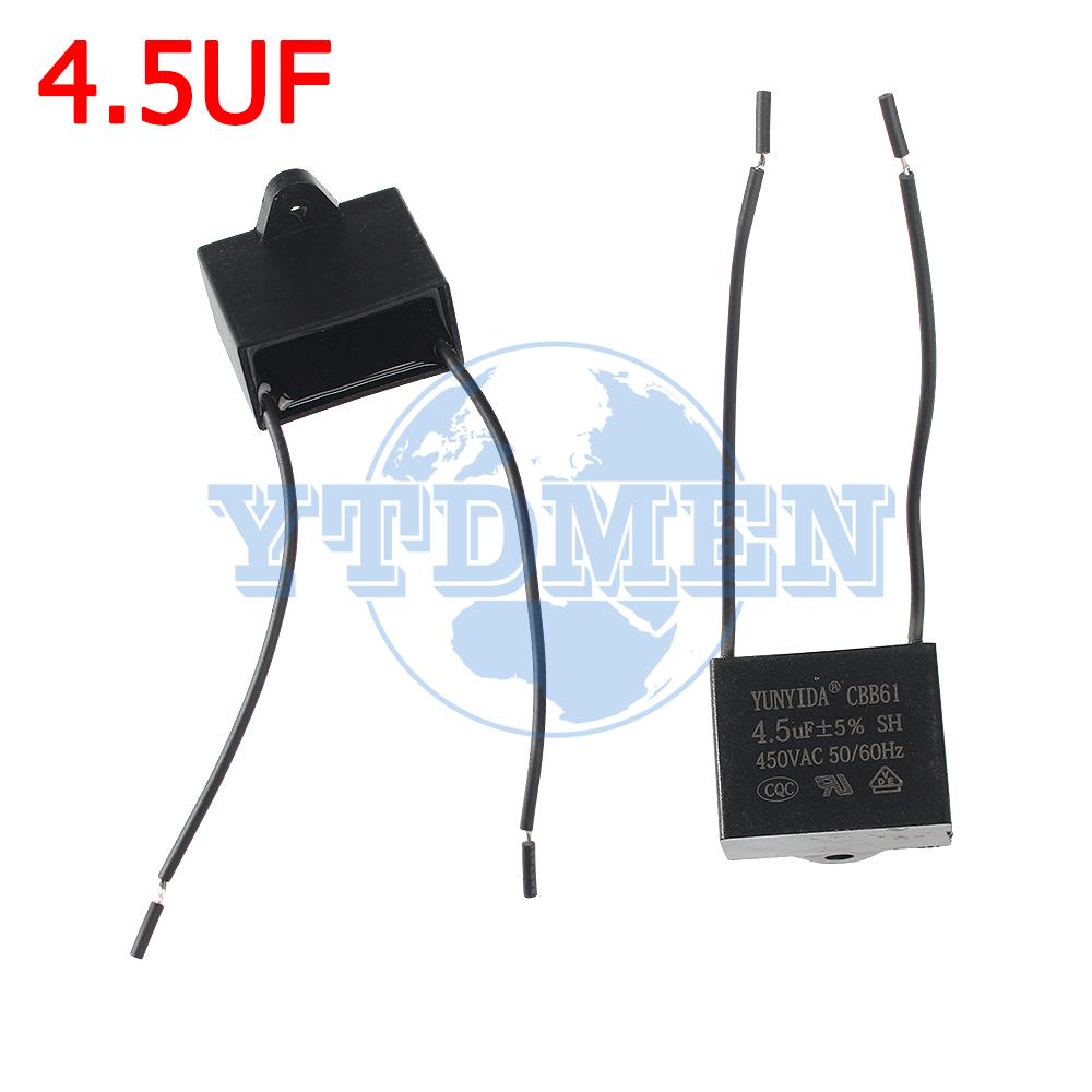 1/2/5 ST CBB61 Motorkörningskondensator 450V AC Fläktkondensatorer 0.8/1/1.2/1.5/1.8/2/2.5/4/5/6/8/10UF för Takfläkt & Luftkonditionering