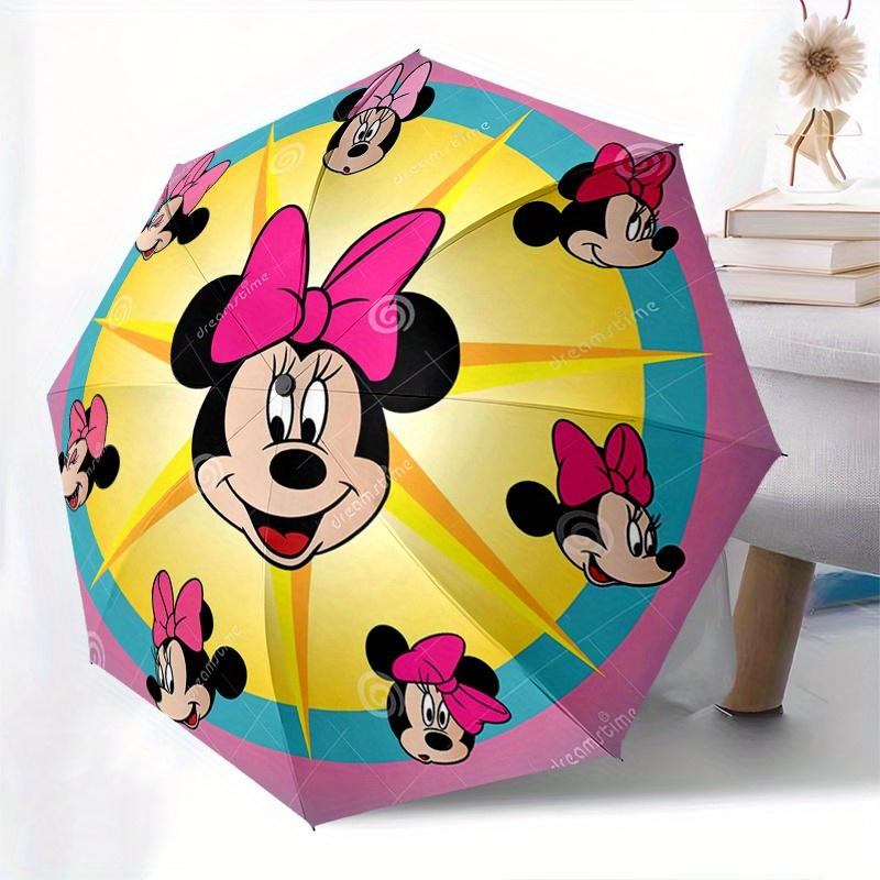 Minnie Mouse,Cartoon Themed Automatic Opening and Closing Folding Umbrella, Reinforced 8 Ribs, Compact Travel Design, Fashionable Folding Um