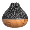 USB Wood Grain Mini Volcano Humidifier with LED Flame Effect - Large Mist & Night Light