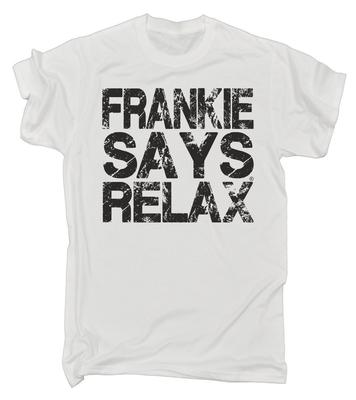 Frankie Says Relax Logo Usurato T-Shirt UOMO Natale retro costume anni '80