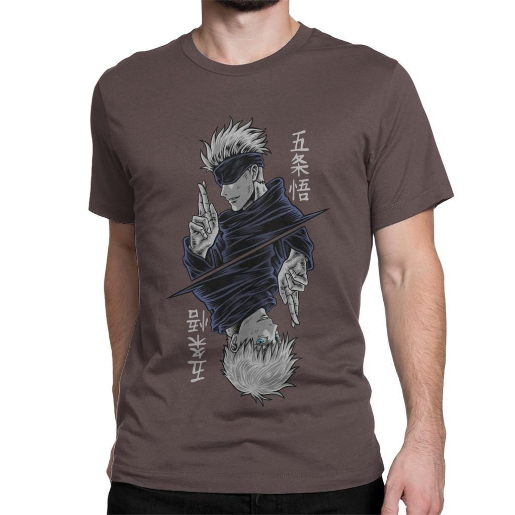 Men's T-Shirts manga Gojo Satoru Jujutsu Kaisen Vintage 100% Cotton funny Tee Shirt Short Sleeve Anime T Shirts Clothing Gift