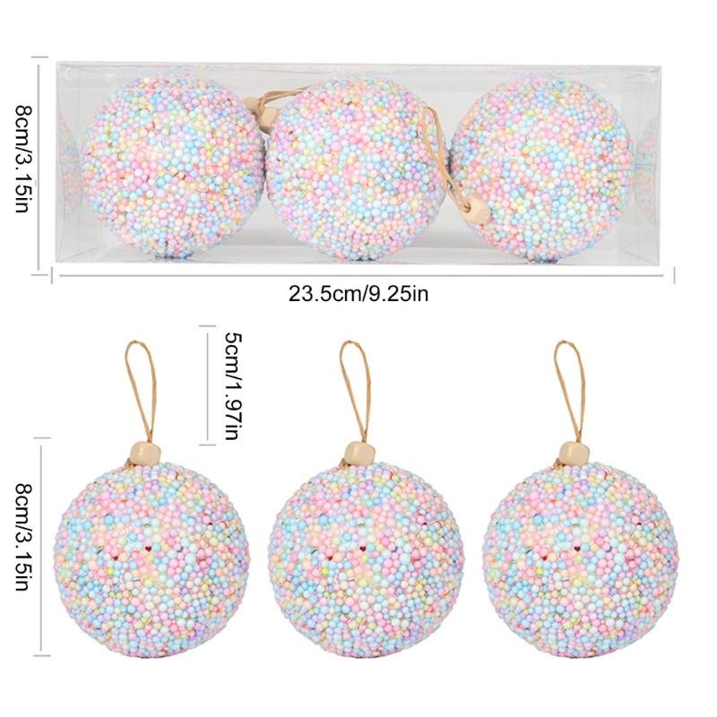 Packung mit 3 weichen Schaumstoffkugeln in Macaron-Farben, Schaumstoff-Weihnachtsbaumschmuck, tragbar und langlebig für Festival-Heimdekorationen