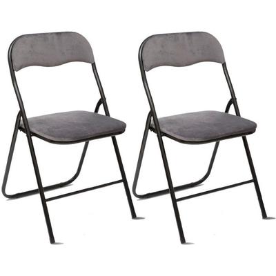 Lot de 2 chaises pliante en velours "Easy" Atmosphera - Gris