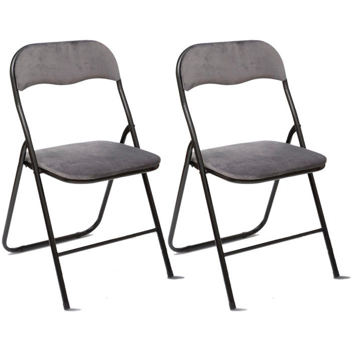 Lot de 2 chaises pliante en velours "Easy" Atmosphera - Gris