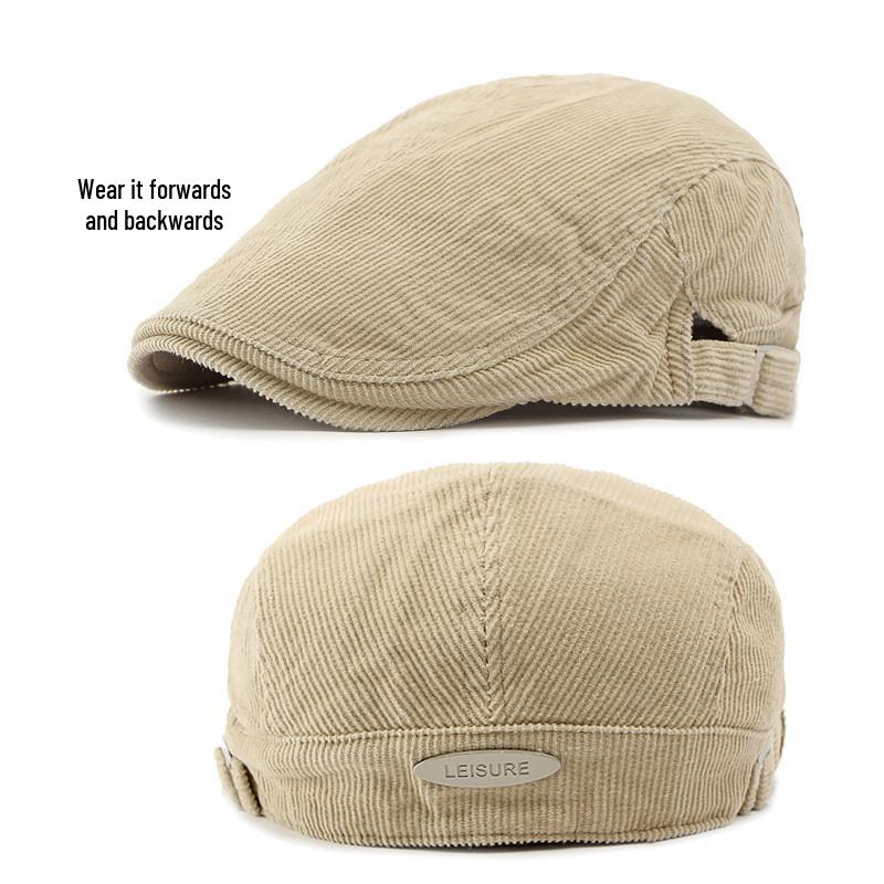 Retro Distressed Corduroy Beret: Unisex Autumn/Winter Duckbill Newsboy Cap