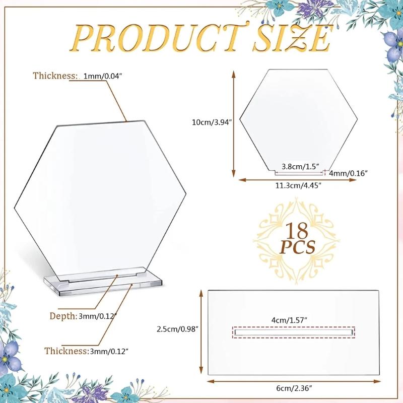 18 Pcs Acrylic Placement Card Holder Transparent Blank Desktop Display Stand Sign Stand Wedding Table Digital Plate