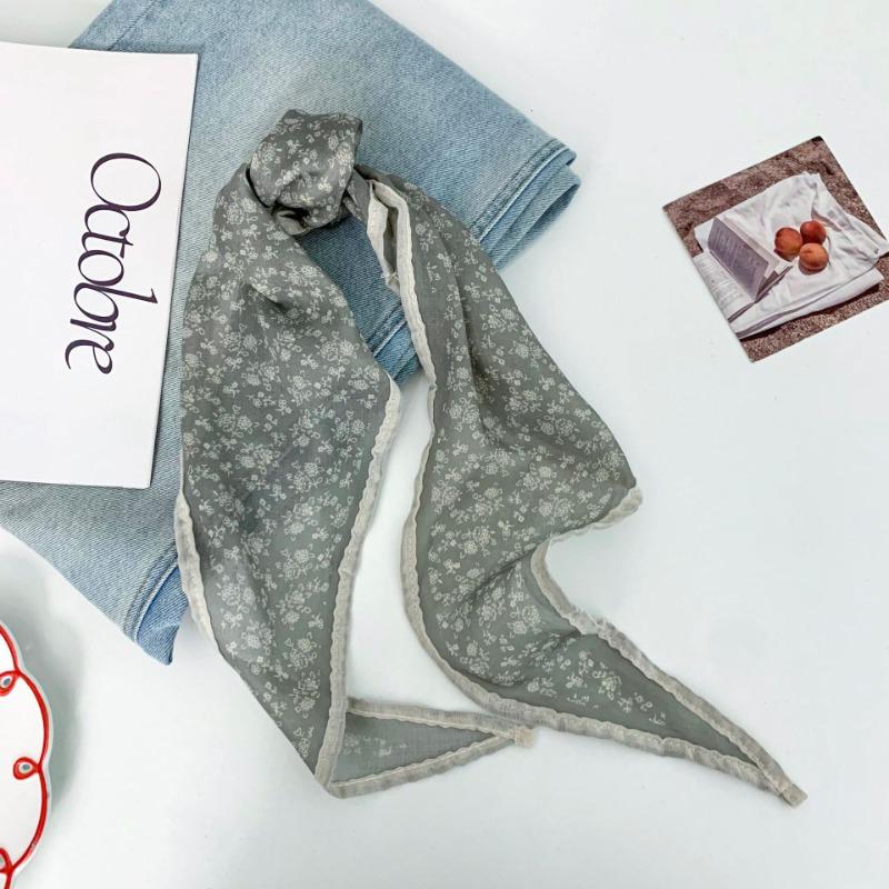 Silk Scarf New Fashion Versatile Headscarf Headband Hair Tie Hair Neck Protection Literary Scarf Scarf Rhombus Silk Scarf Waist Tie