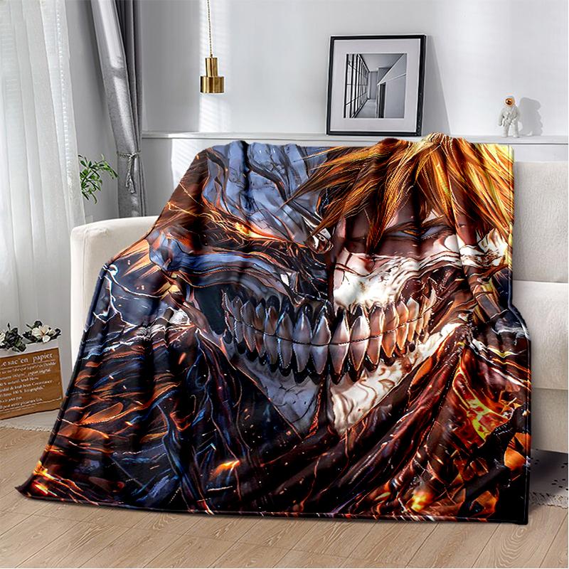 3D Bleach Kurosaki Ichigo Cartoon Anime Soft Blanket,Soft Throw Blanket for Home Bedroom Bed Sofa Travel Cover Child Gift