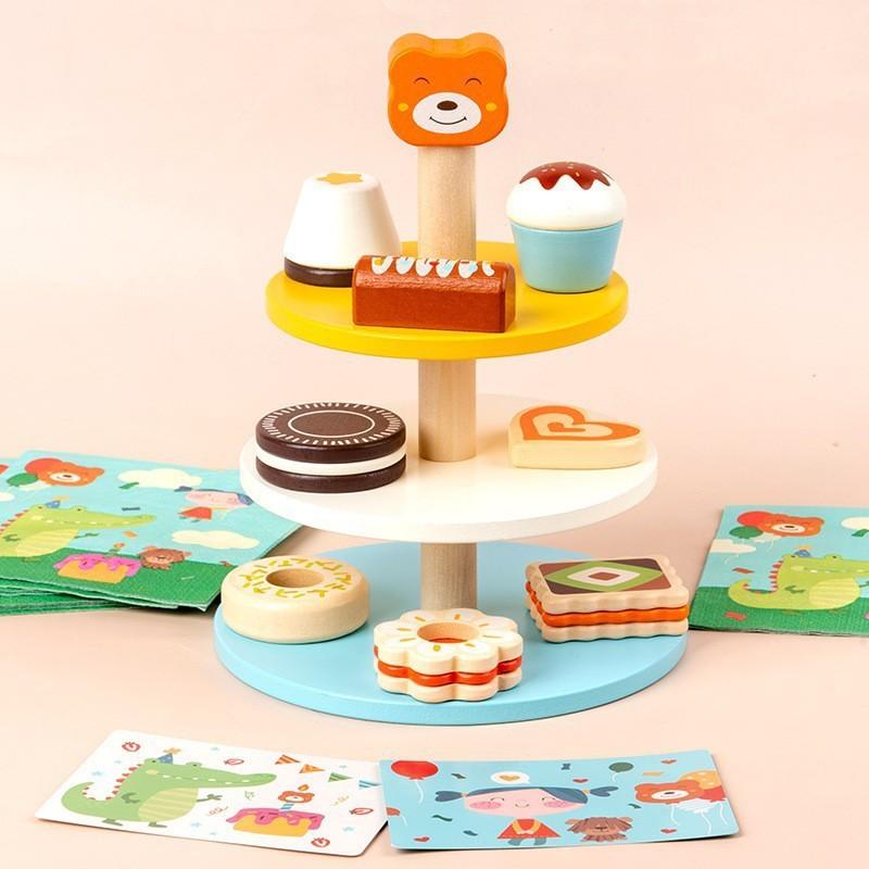 Children's play house tea set afternoon tea dessert simulation teapot tableware cup set toy wooden wooden