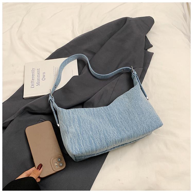 IELGY Denim Bag Casual One-Shoulder Underarm Bag Popular Fashion Cross-Body Dumpling Bag