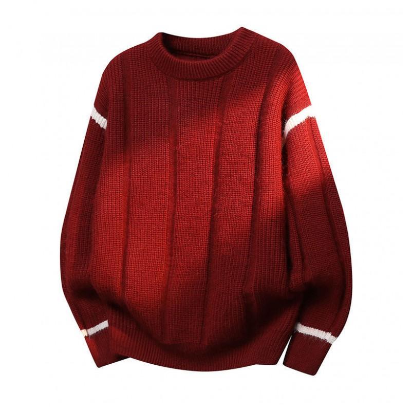 Unisex Chunky Knit Sweater With Round Neck Loose Fit Casual Wear In Rabbit Wool Blend