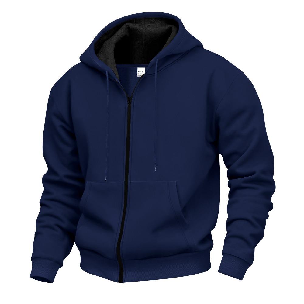 Men's Comfortable Thick Hooded Sweatshirt, Zipper Sports Shirt, Long Sleeved Sweatshirt, Autumn and Winter Season