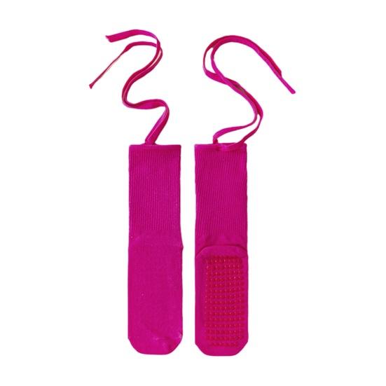 1 Pair Yoga Socks Pure Color Lace-up Elastic Compression Support Yoga Fitness Dance Socks with Silicone Anti-Slip Soles