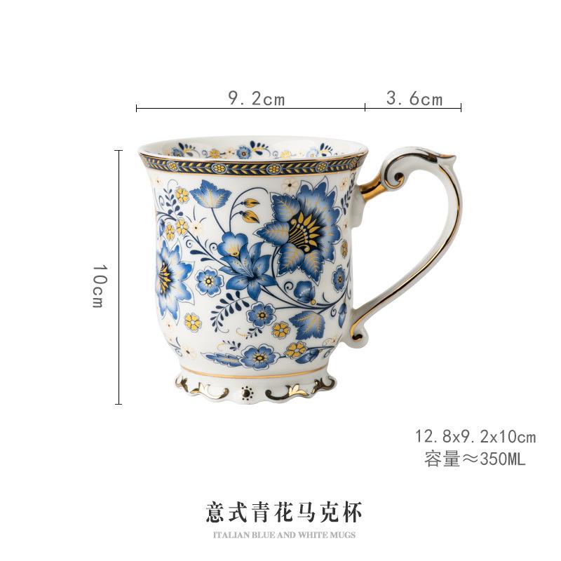 Blue and White Mug Ceramic Water Cup Male and Female Couples Cup Retro Home Drinking Cup Breakfast Cup Coffee Cup