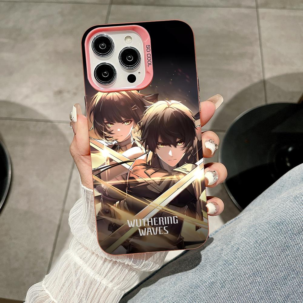 Wuthering Waves Rover Pink Translucent Mobile Phone Case for iPhone 17 16 15 14 13 12 11 X XR XS Air Pro Max Plus Colorful Cover