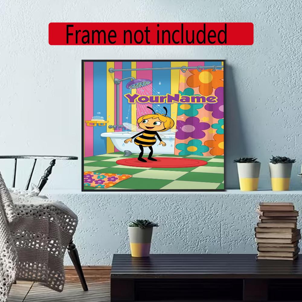 Biene Maja Customize Your Name Diamond Painting Round Diamond Diy Frameless Holiday Artwork Suitable For Home Office Wall Decoration