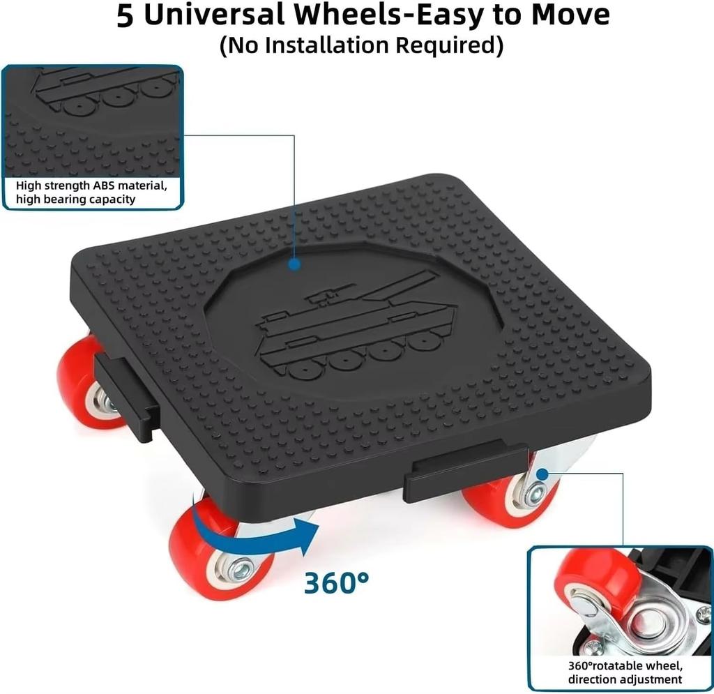 5-Wheel Heavy Furniture Mover Dolly Set with Lifter 360° Rotation Furniture Dollies Heavy Stuff Moving Tool Set
