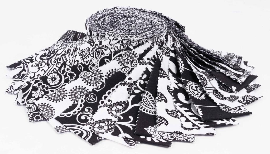 Soimoi 40Pcs Block & Paisley Print Cotton Precut Fabrics For Quilting Craft Strips 2.5 Inches Jelly Roll - White &