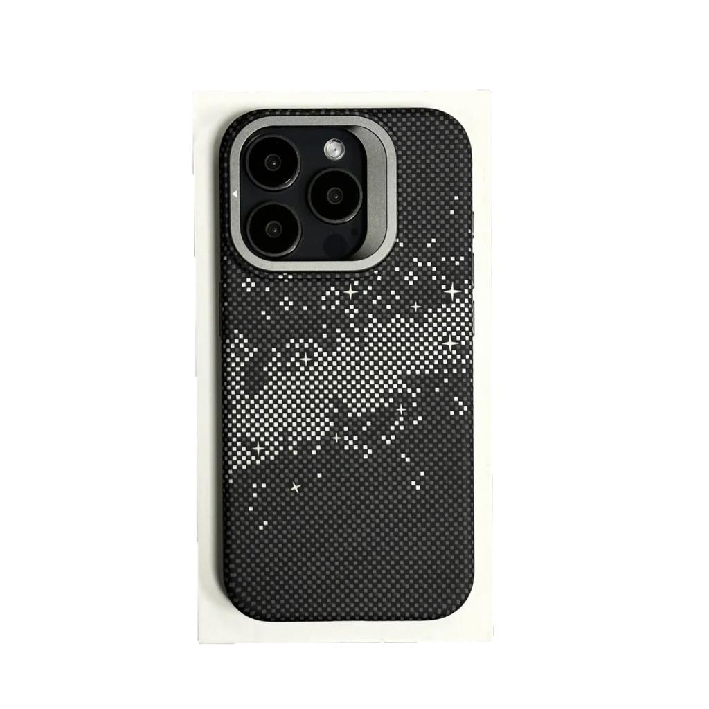 Shanchuan Galaxy Odpowiedni dla Apple 16 Włókno Węglowe Kevlar Magnetycznie Absorbowane IPhone 15 Uchwyt na Obiektyw Odporny na Upadki Etui na Telefon Komórkowy