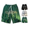 Men Casual Shorts Elastic Waist Adjustable Drawstring Straight Wide Leg Sport Shorts with Pockets Street Style Running Shorts