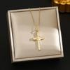 Women's Light Luxury Zirconia Cross Necklace - Stainless Steel Clavicle Chain
