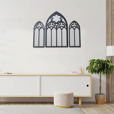 Decorative Gothic Garden Mirror Decorative Wall Mirror Gothic Room Decor Black Church Window Wall Decoration For Outdoor Indoor