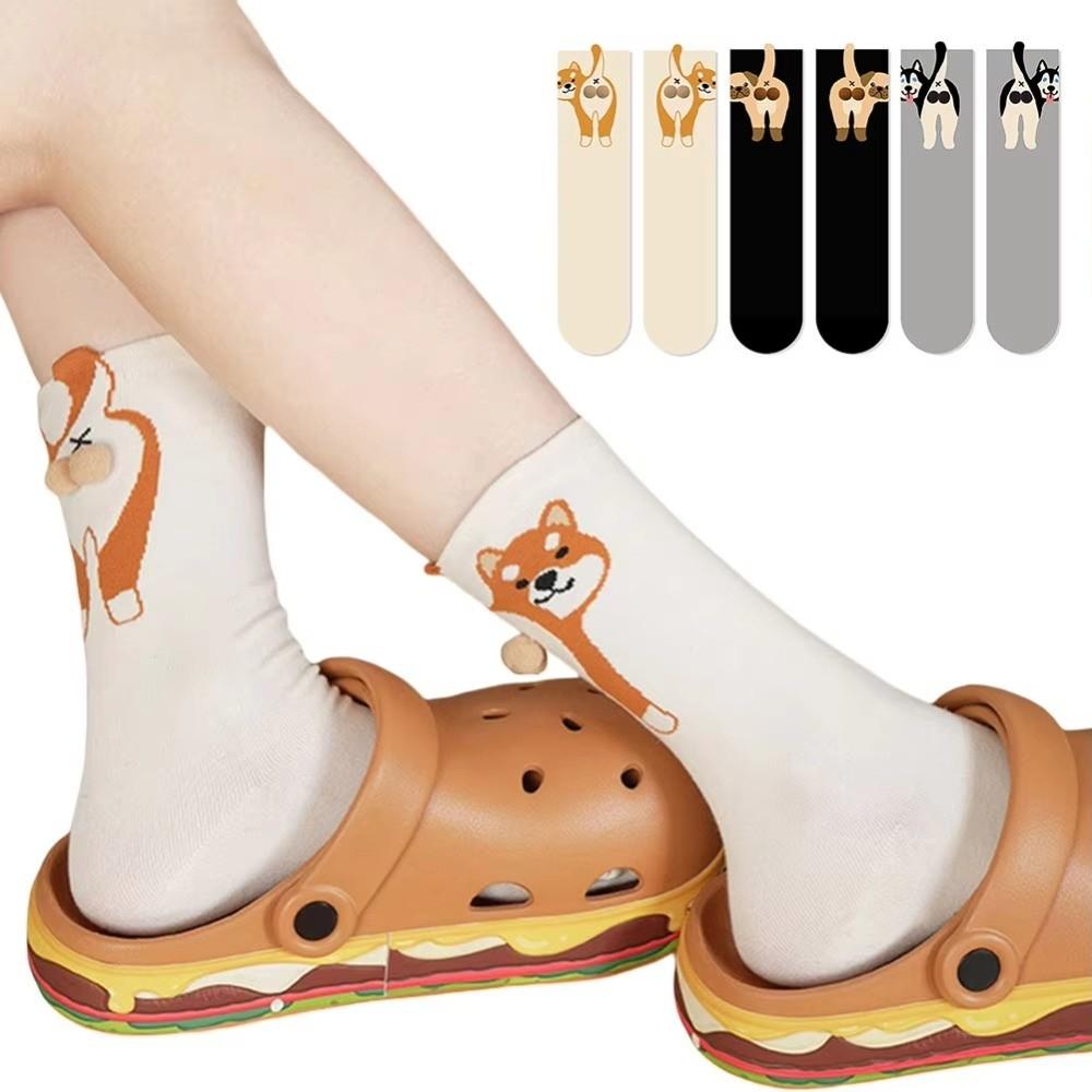 Sweat Absorbing Mid Tube Socks Dog Egg Couples Sock Comfortable Sports Socks