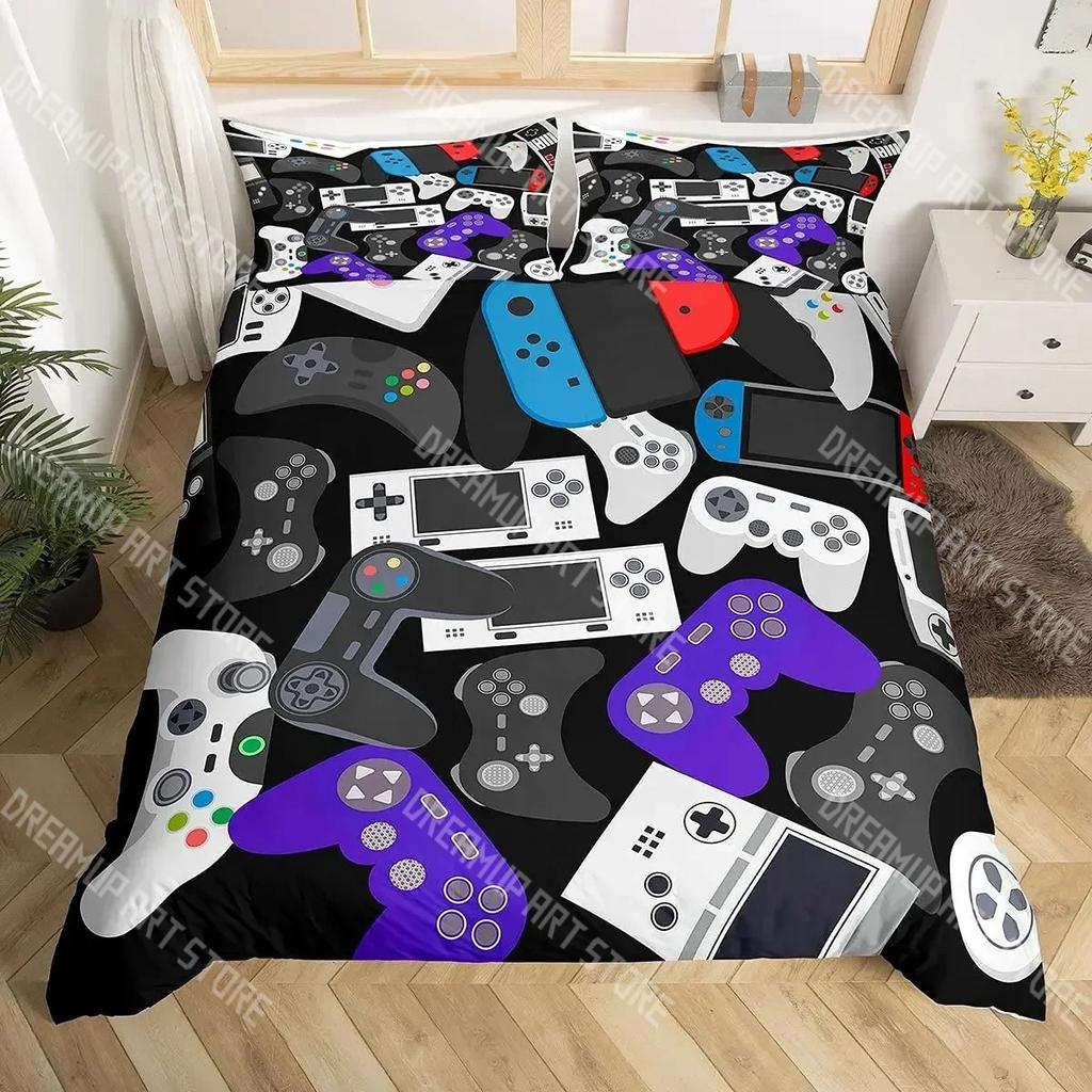 Gamepad Controller Gaming Designs Bed Covers Bedding Set,Play Gamer Printed 2-3 Piece Set Bed Cover,Birthday Gifts