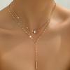 Fashion Retro Exquisite Y-shaped Tassel Glittering Zircon Pendant Multi-layer Necklace Charm Zircon Niche Simple Party Zircon