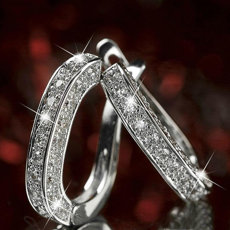 U-Shaped Geometric Zircon Ear Buckle, Super Flash Full Diamond Earrings Ear Buckle Women