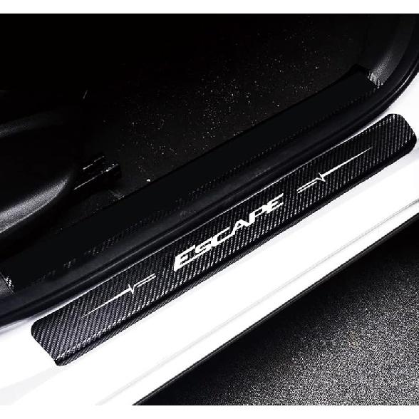 

Duoles 4 шт. Защитная пленка для порога Светоотражающая 4D наклейка из углеродного волокна из кожи Наклейка на входную дверь Наклейки на накладку для Ford Escape белый