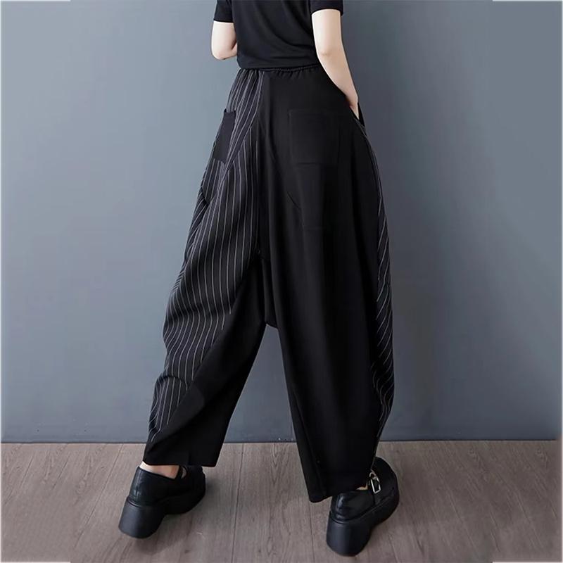 Xitao Pantaloni Patchwork cu Șnur Stripe ZMY1054