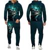 Tuta colorata con stampa 3D lupo Cool Hip Hop Streetwear Felpa con cappuccio con cerniera Tuta Uomo Donna Felpa con cappuccio casual Pantaloni da jogging