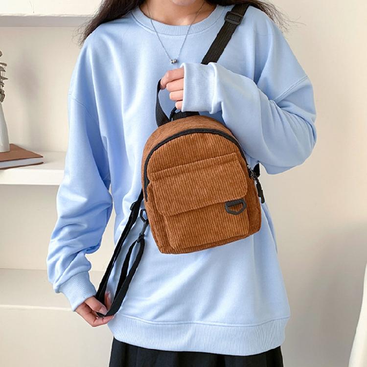 Mochila Veludo Rucksack Cor Sólida Bolsa Escolar para Trabalho Escola Biblioteca