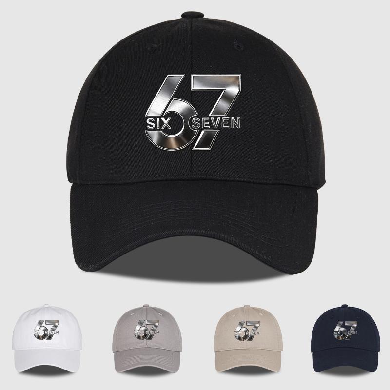 Metallic Number 67 "Six Seven" Print Baseball Cap Adjustable Unisex Cotton Streetwear Sun Hat