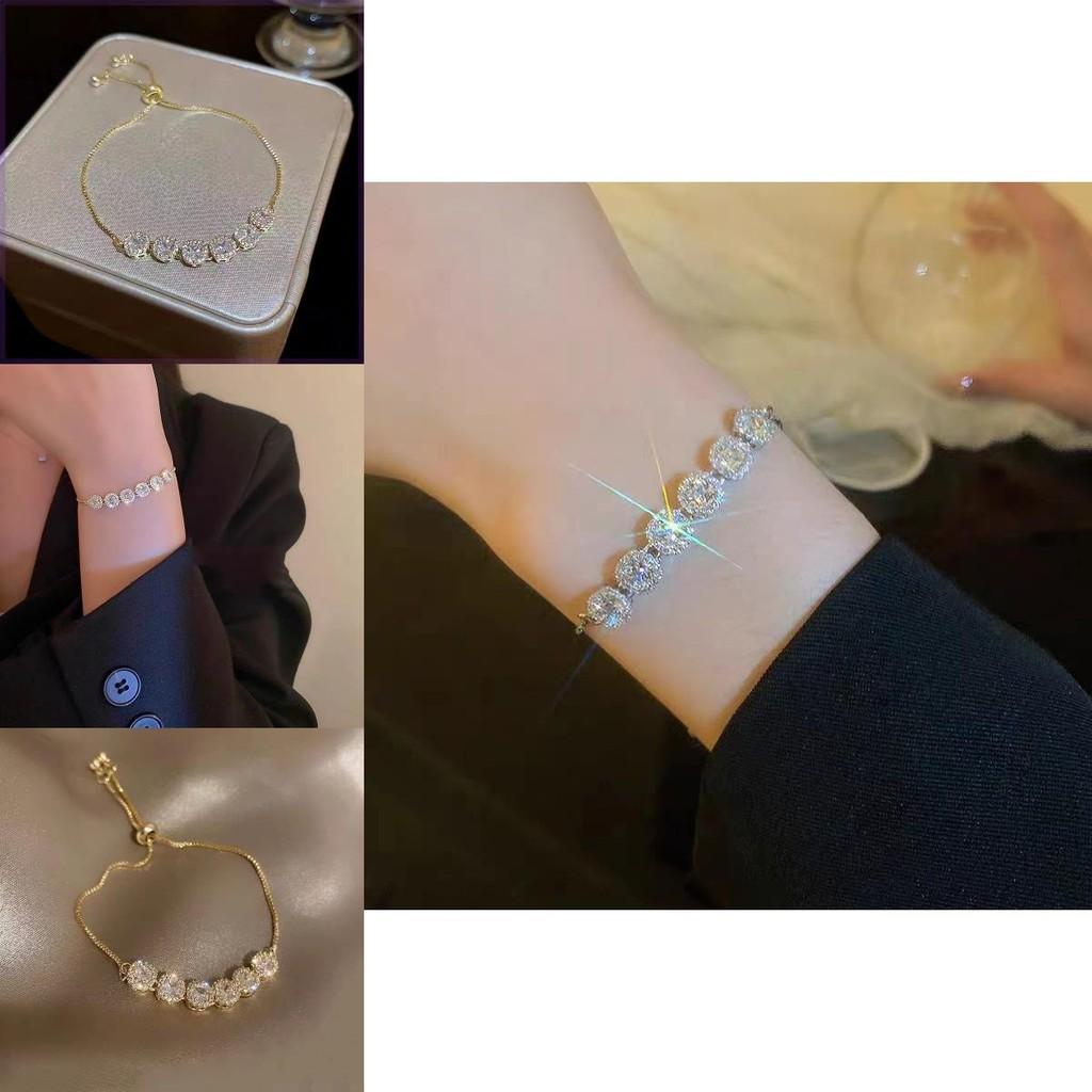 Modern Design Geometric Zircon Bracelet For Women Light Luxury Jewelry Gold