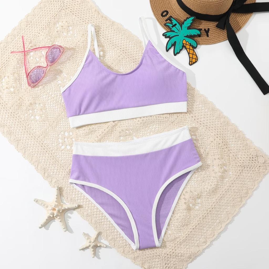 Girls Two Piece Swimsuit Tankini Set Soft Stretchy Fabric Comfortable Fit Lightweight Design for Beach Pool Swimwear