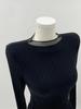 Chic Sheer Knit Top for Women – Long Sleeve, Half Neck, Ribbed Slim Fit, Office, Casual, Date Wear