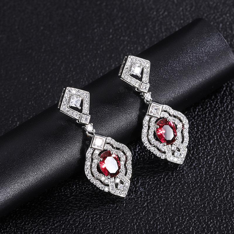 Jewelry Color Treasure Simulation Color Treasure Micro Inlaid Small Clear Stud Earrings Pendant Main Stone 6 * 8