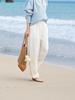 2026 Spring/Summer Tencel Linen Wide-Leg Women's Pants with Contrast Stitching