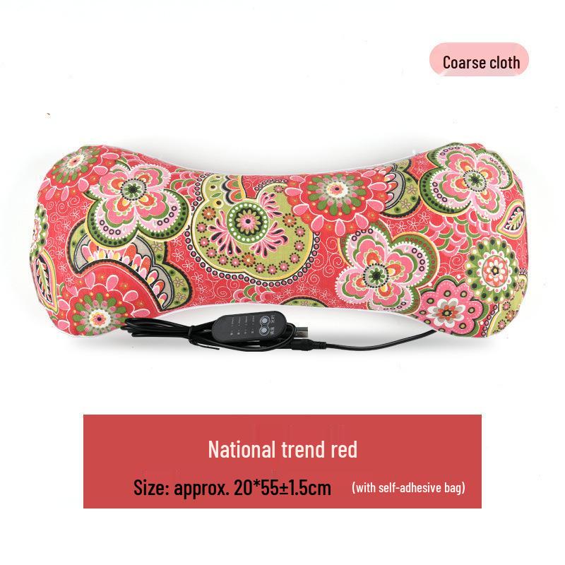 Mugwort Electric Heating Neck Pillow - Removable Cervical Support In Coarse Cloth