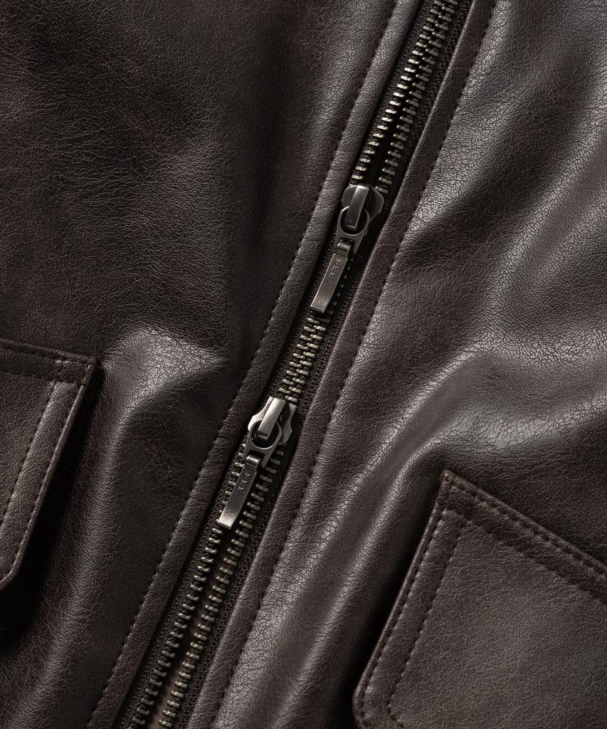 Nonblank Vegan Leather Blouson_Dark Brown