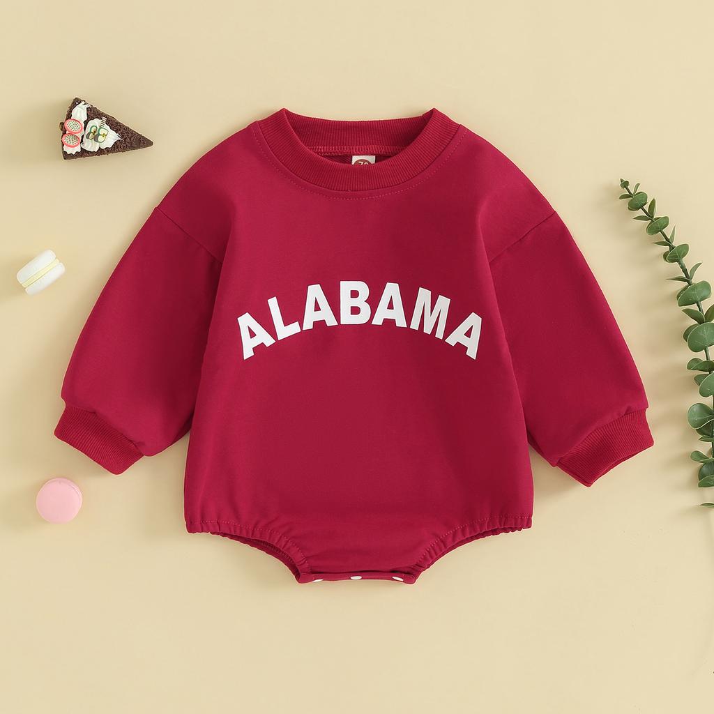 Baby Romper, Long Sleeve Crew Neck Letters Print Fall Bodysuit Clothes for Girls Boys