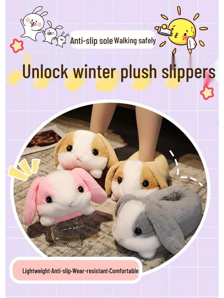 Cartoon Animal Slippers: Rabbit, Hamster, Husky, Fox, Panda - Unisex Cotton Indoor Shoes for Autumn/Winter