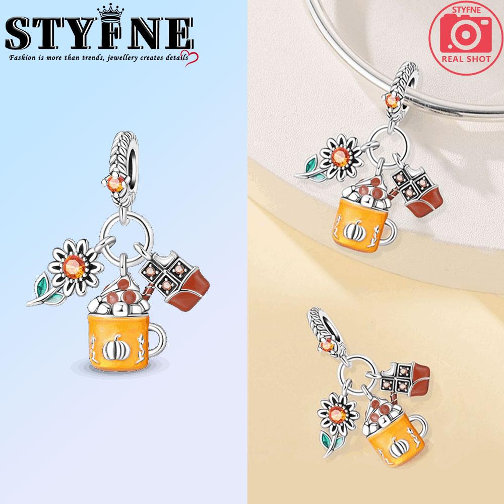 Copper Autumn Pumpkin Maple Leaf Halloween Candy Beads Pendant Ideal For Authentic Bracelet Woman Girl Jewelry