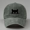 Small Black Cat Print Cotton Baseball Cap With Sun Protection For Casual Outdoor Activities