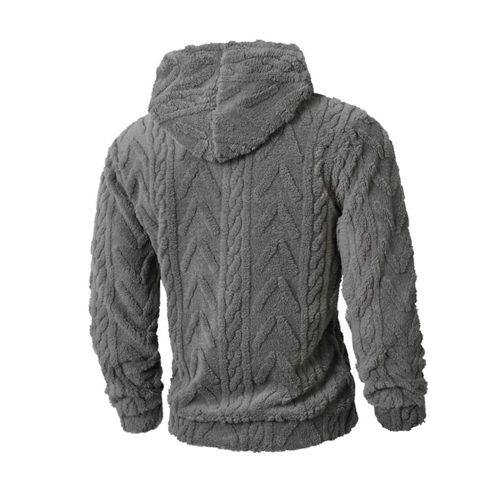 Mens Elegant Leisure Casual Plush Hooded Jacket European Style 2025 Winter Classic Basic Tops Outerwear Men Slim Comfy Jackets