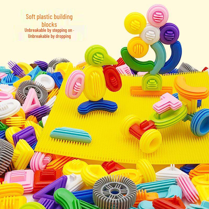 Soft Rubber Building Blocks for Kids - Educational Toys for Ages 3-6, Interlocking and Perfect for Early Learning and Indoor Play.