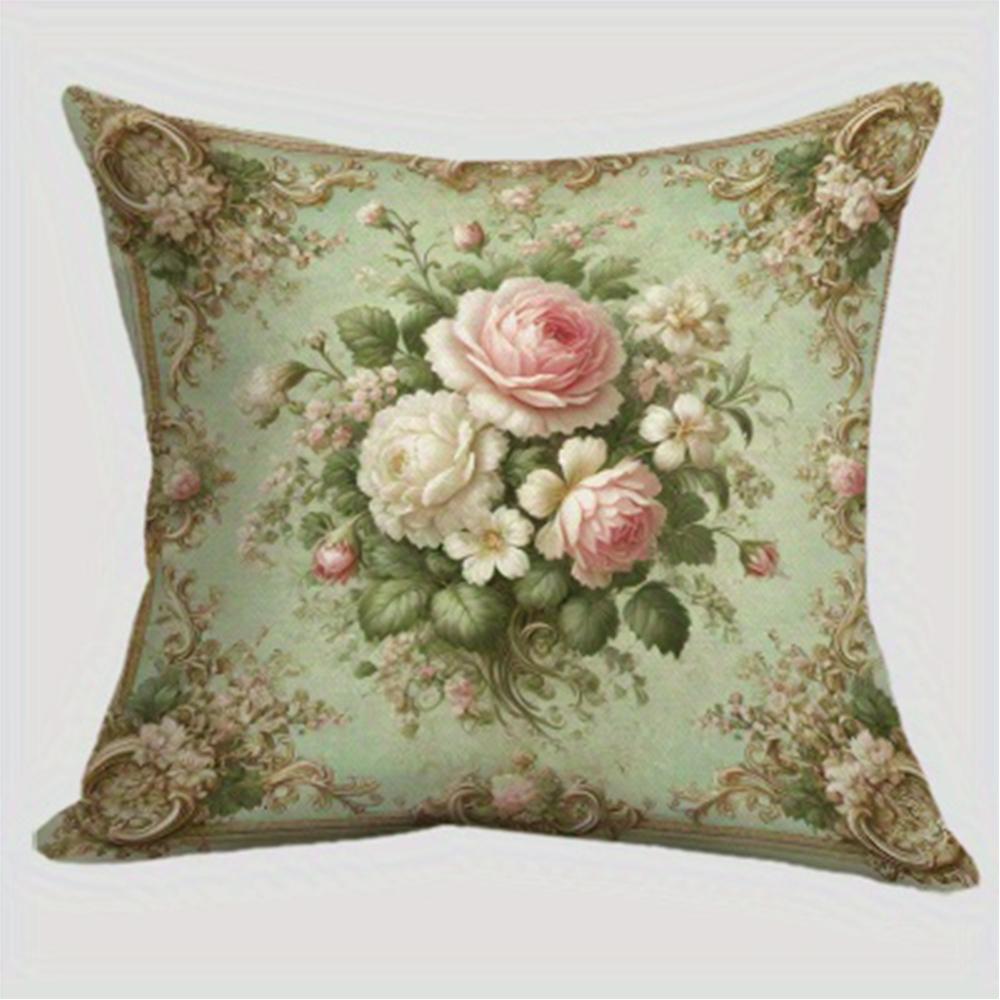 Retro flower decoration pillowcase pillowcase super soft polyester material living room sofa back car pillowcase decoration